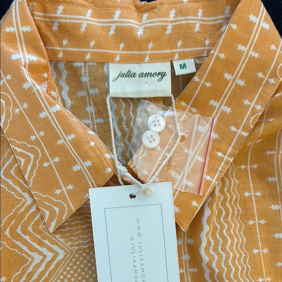 Julia Armory NWT Elegant Orange Geometric 3/4 Sleeve Dress With Pockets - Picture 6 of 6